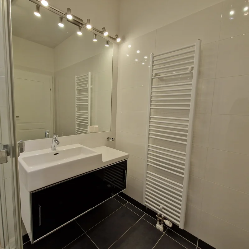 Bad Mit Dusche und Handtuchheizkörper