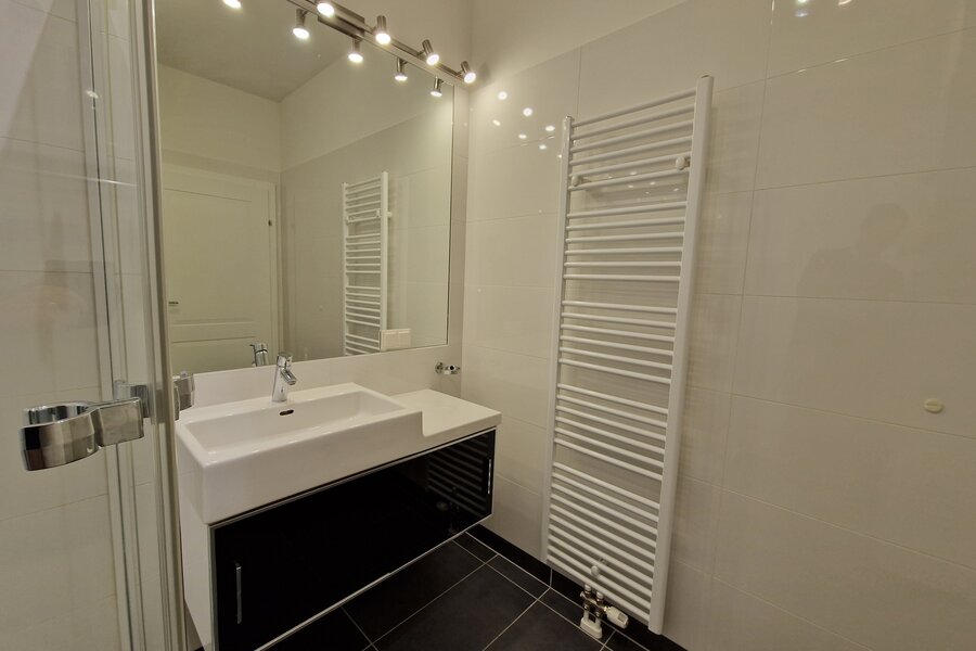 Bad Mit Dusche und Handtuchheizkörper