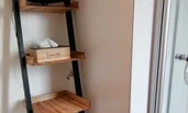 Our ladder shelf offers enough space to store bathroom utensils | © @wolfistraunseeblick