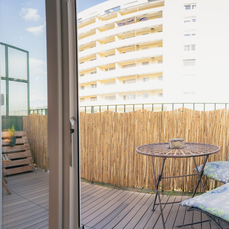 Balcony with morning sun and dream view