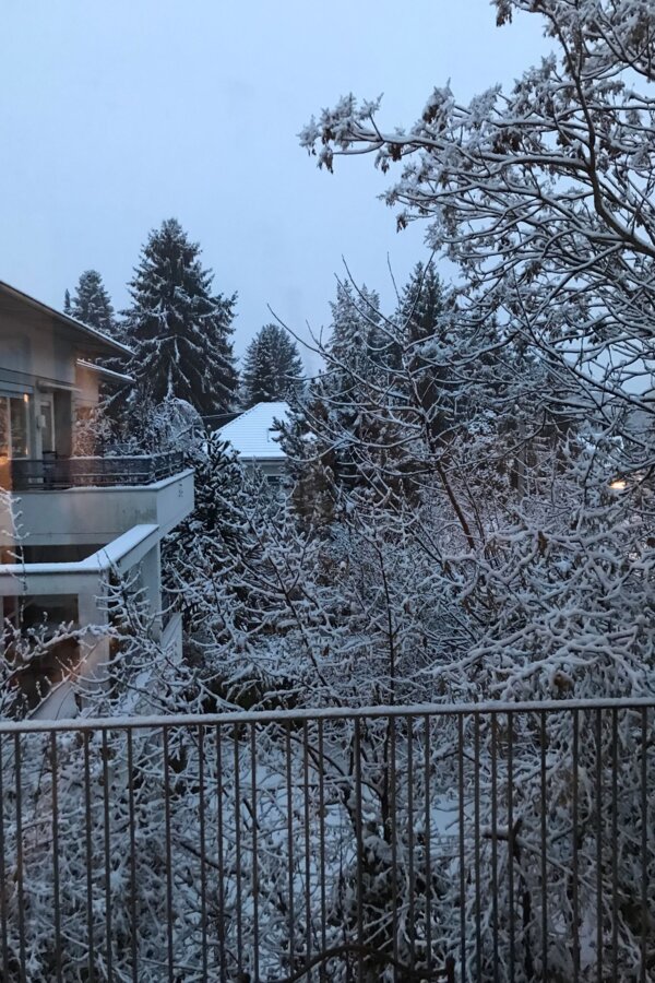 Winterlicher Ausblick vom Balkon