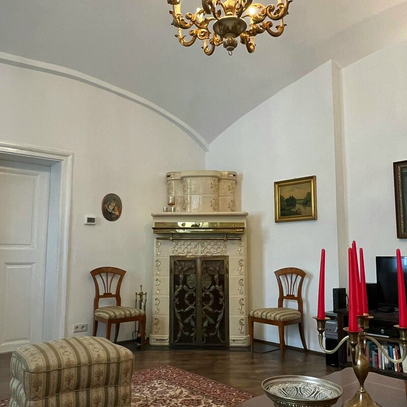 Living room with fireplace