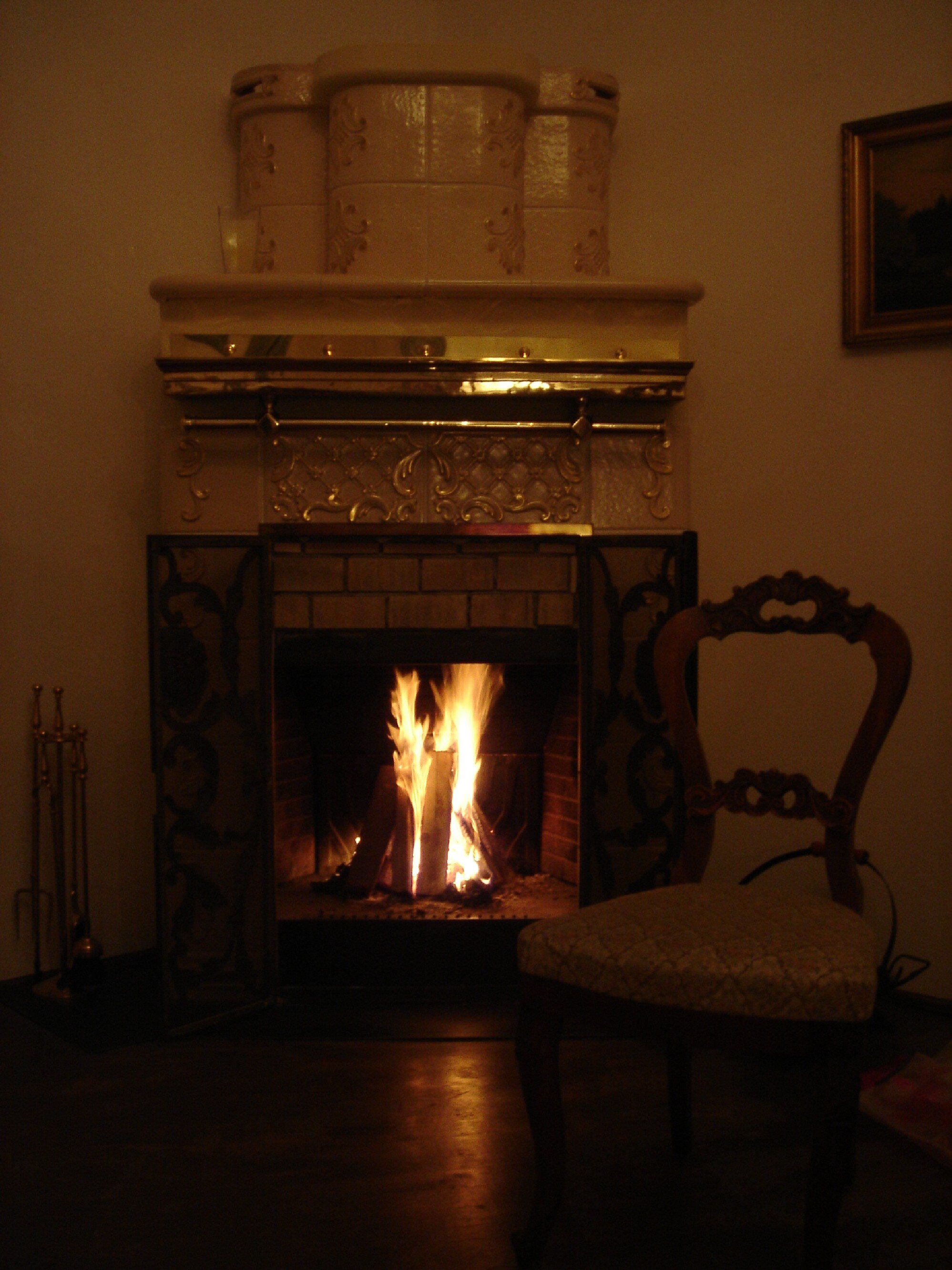 Fire in the fireplace