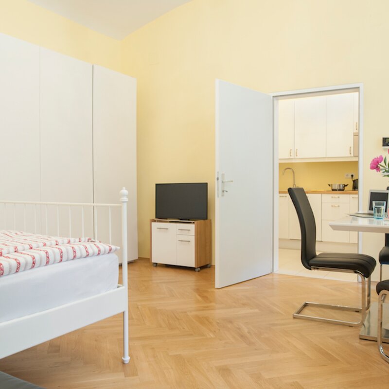 Bright 1-room apartment with kitchenette & dining area – short-term rental Vienna, temporary housing for 1 to 6 months
