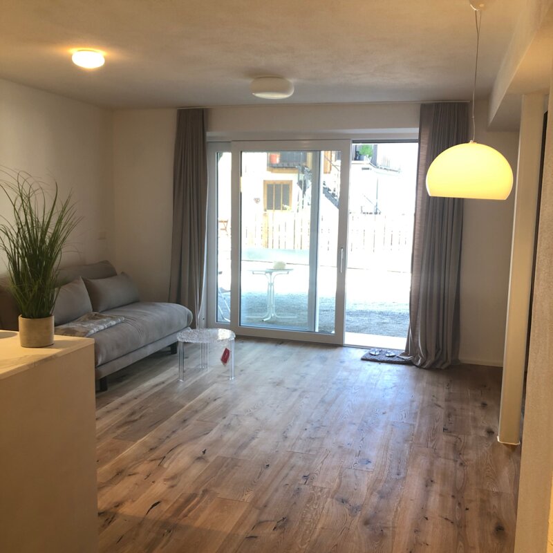 living room with sliding door