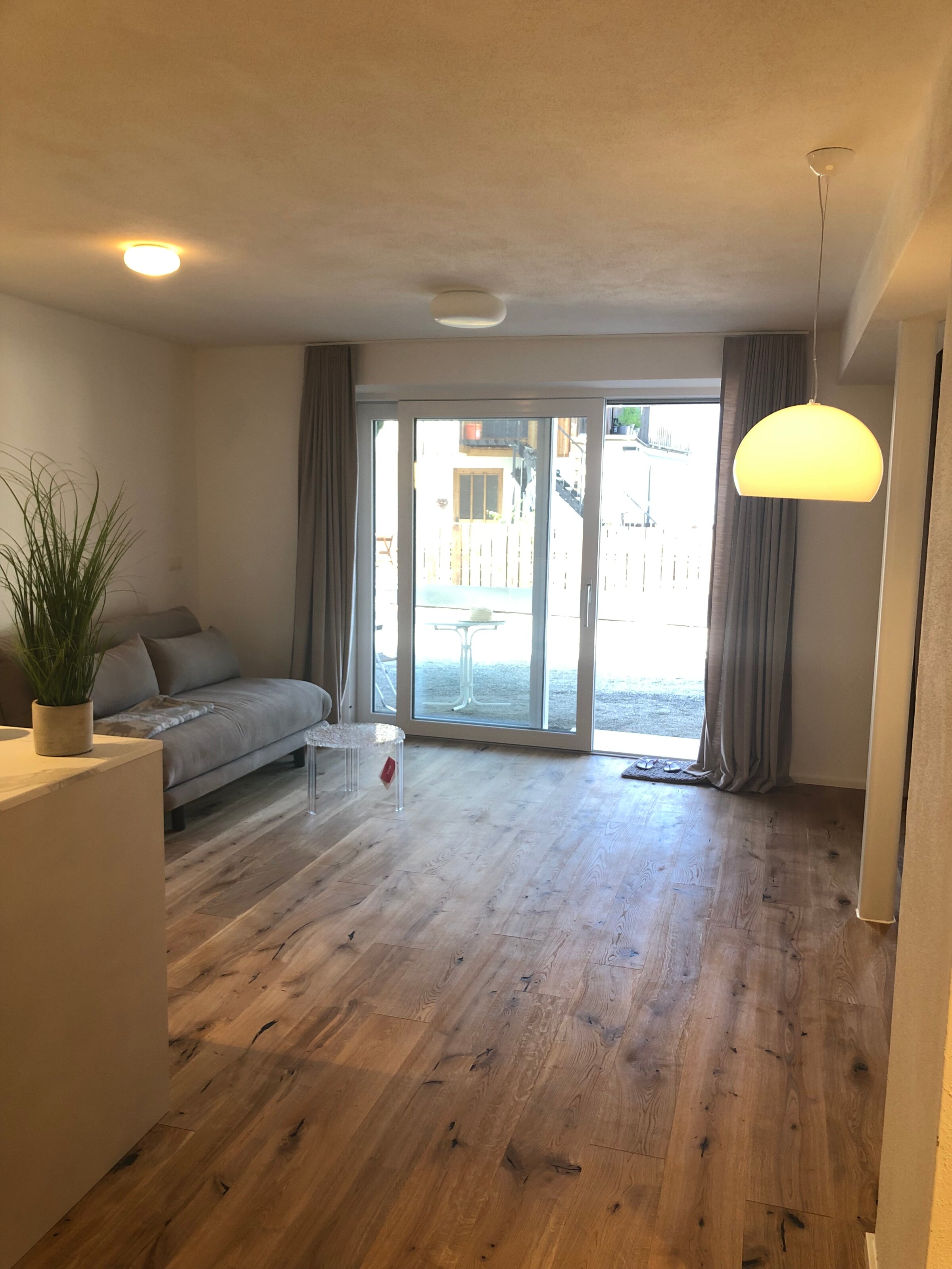 living room with sliding door