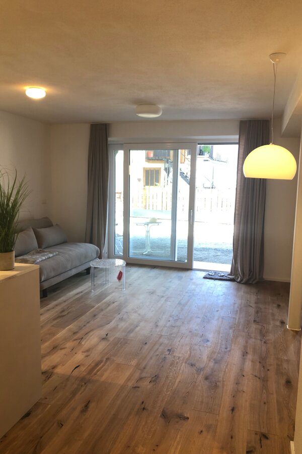 living room with sliding door