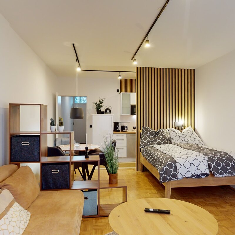 Modernes 1-Zimmer Apartment mit Holzakzenten – Kurzzeitmiete & Wohnen auf Zeit in Linz, 1 bis 6 Monate