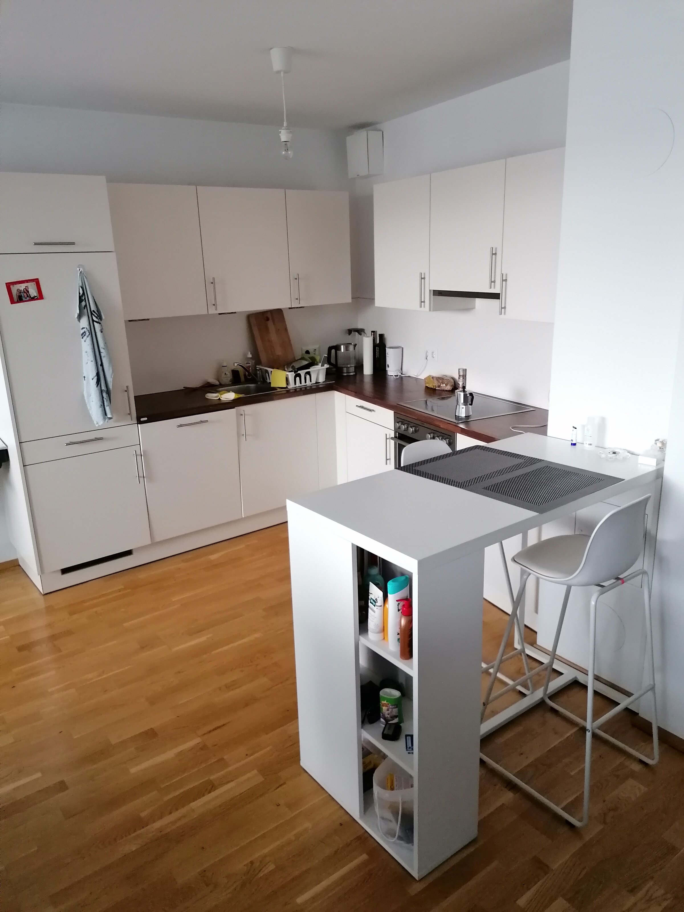 Grosser Wohnbereich mit offener Küche und Schlafzimmer