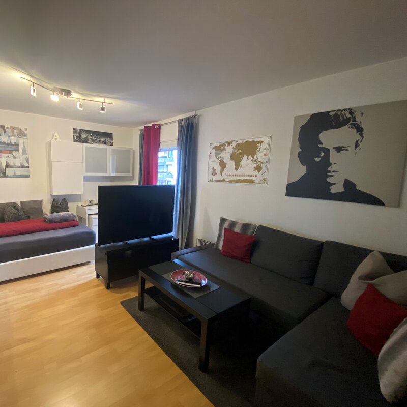 Furnished studio with sofa, TV & sleeping area – short-term rental Salzburg, temporary housing for 1 to 6 months.