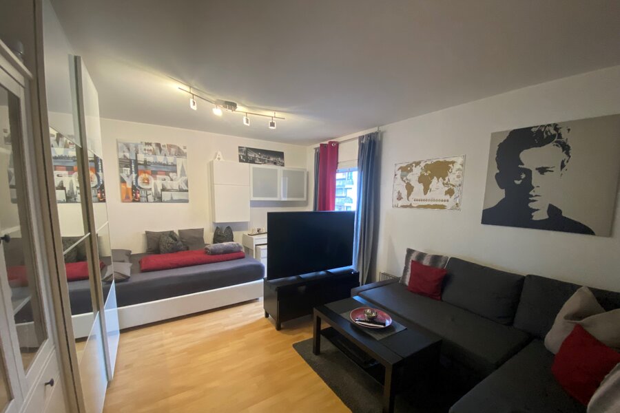 Furnished studio with sofa, TV & sleeping area – short-term rental Salzburg, temporary housing for 1 to 6 months.