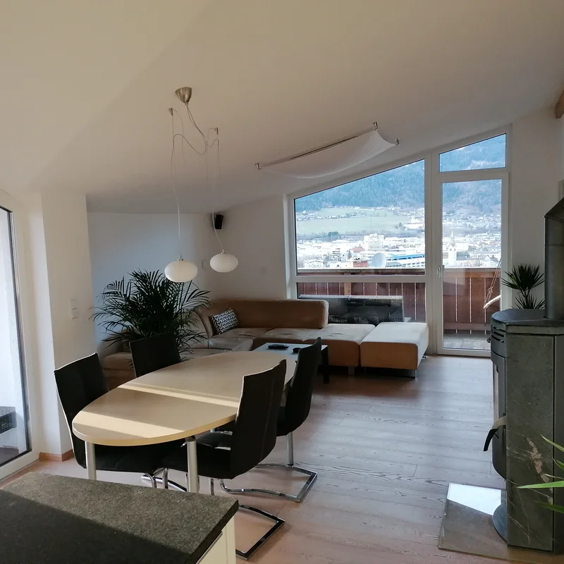 Wohn- Essraum mit Specksteinofen