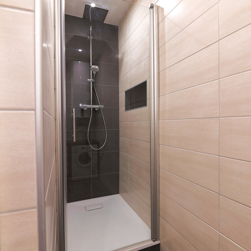 Glass walk-in rain shower