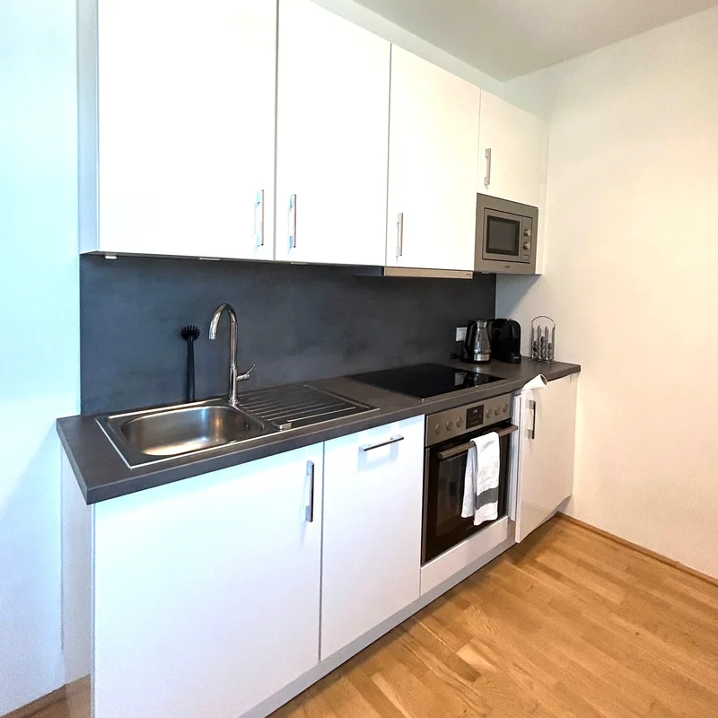 Voll ausgestattete Küche von Geschirrspüler bis Mikrowelle