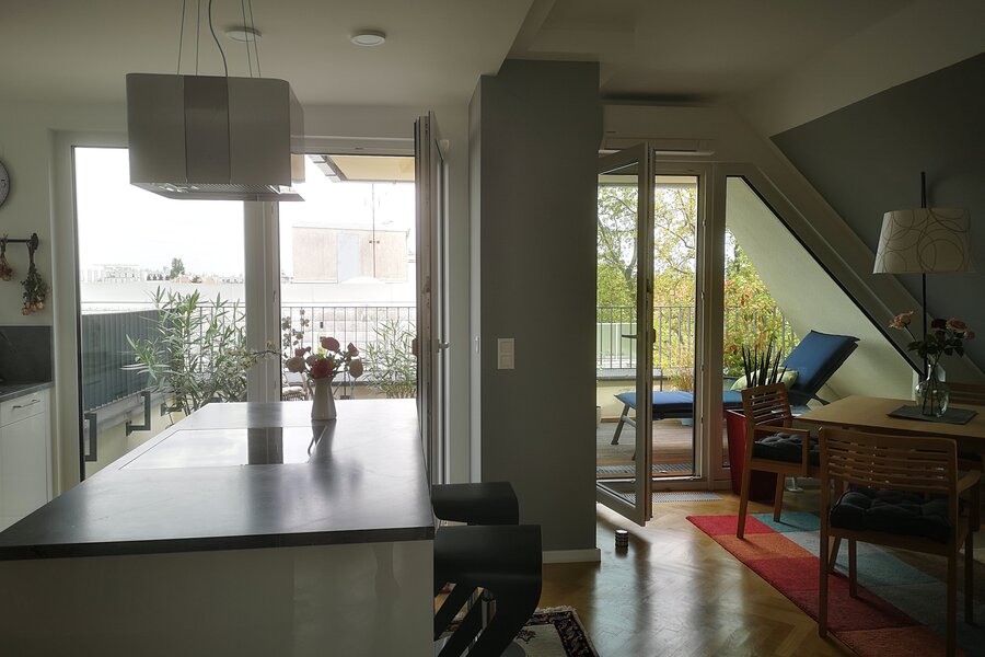 Blick zur Dachterrasse