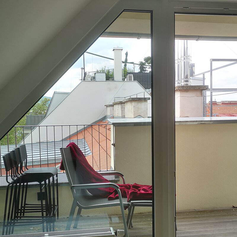 Blick zur zweiten Dachterrasse