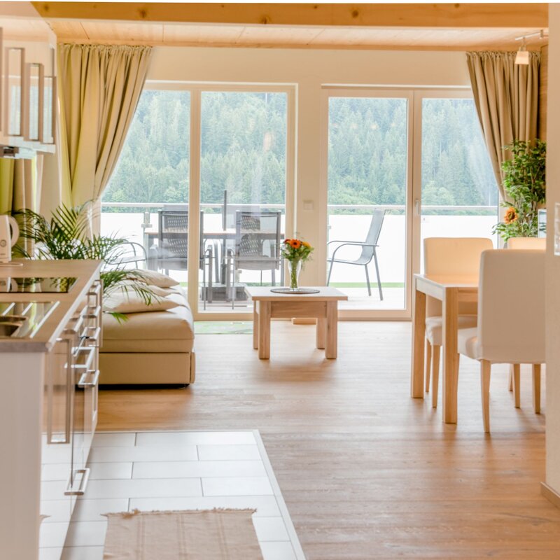 kitchen and living room