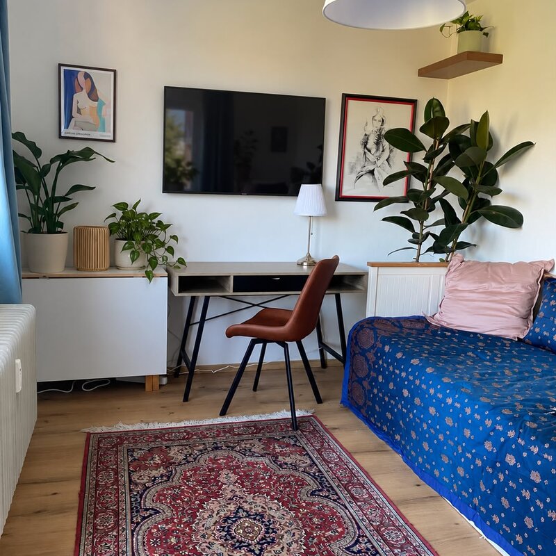 Furnished living space with desk & plants – studio for short-term rental, temporary housing for 1 to 6 months, Salzburg