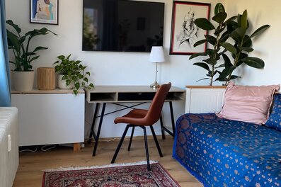 Furnished living space with desk & plants – studio for short-term rental, temporary housing for 1 to 6 months, Salzburg