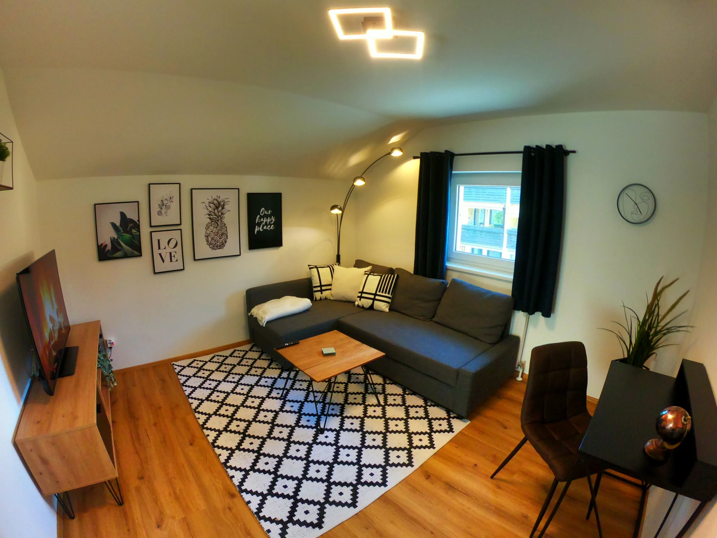 living room with sofa bed