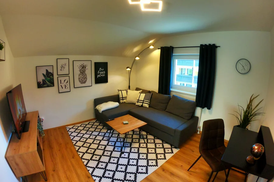 living room with sofa bed