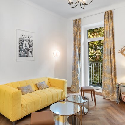 Helles Wohnzimmer – möbliertes Apartment, Kurzzeitmiete Wien, Wohnen auf Zeit für 1 bis 6 Monate
