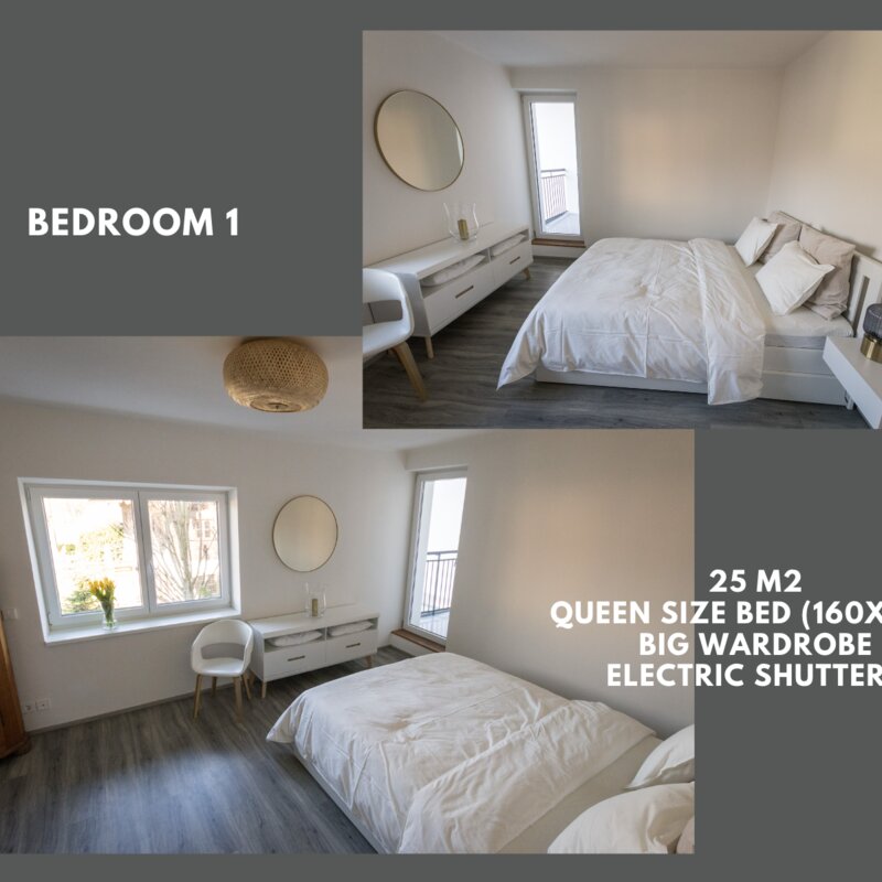 Schlafzimmer mit Queen Size Bett/ 1. Stock