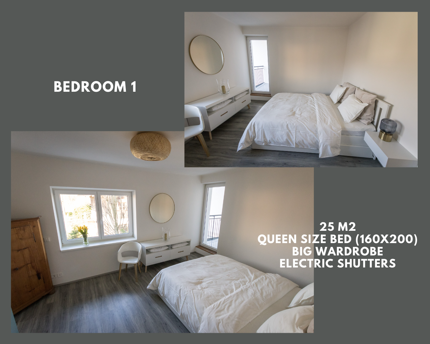 Schlafzimmer mit Queen Size Bett/ 1. Stock