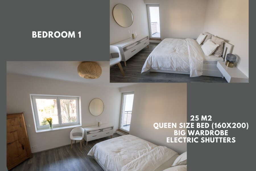 Schlafzimmer mit Queen Size Bett/ 1. Stock