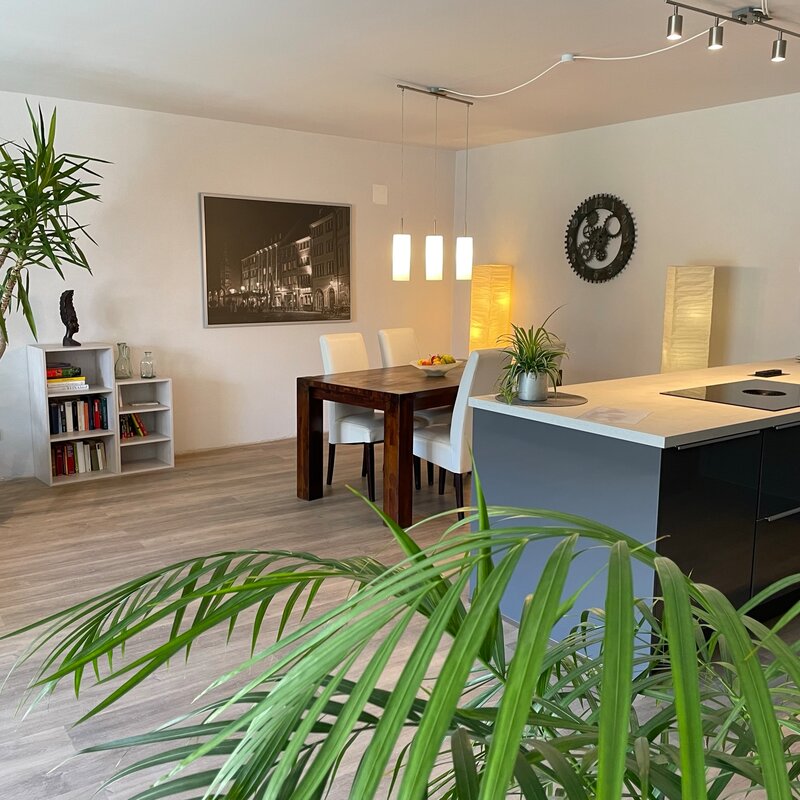 moderne Küche und Essbereich