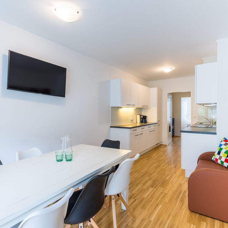 Bright 3-room apartment with open kitchen & TV – short-term rental & temporary housing for 1 to 6 months in Vienna