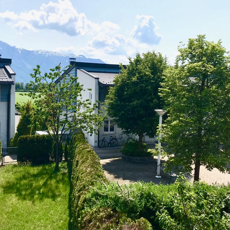 Aussicht auf den Untersberg vom obersten Stock