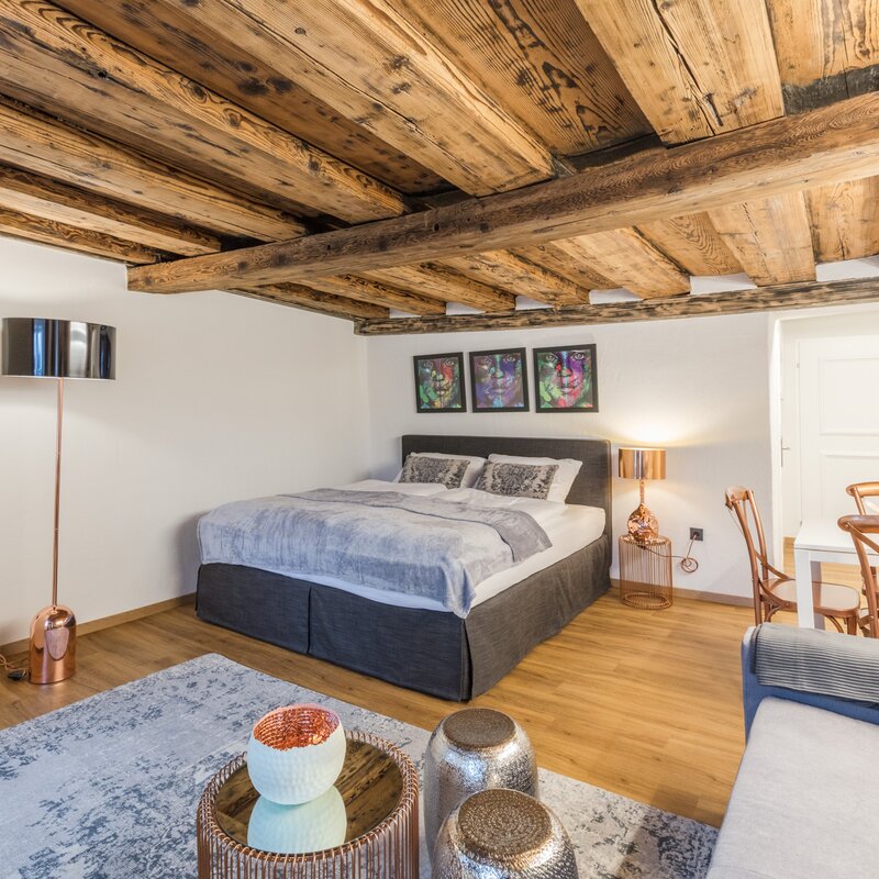 Furnished 1-room apartment with rustic wooden beam ceiling – short-term rental & temporary housing for 1 to 6 months in Salzburg
