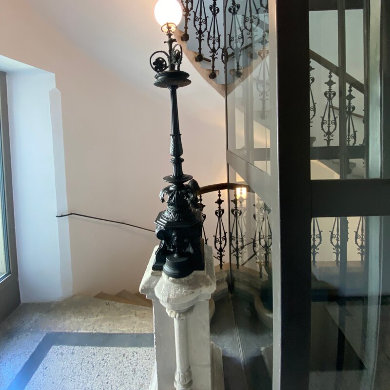 View of elevator with lamp