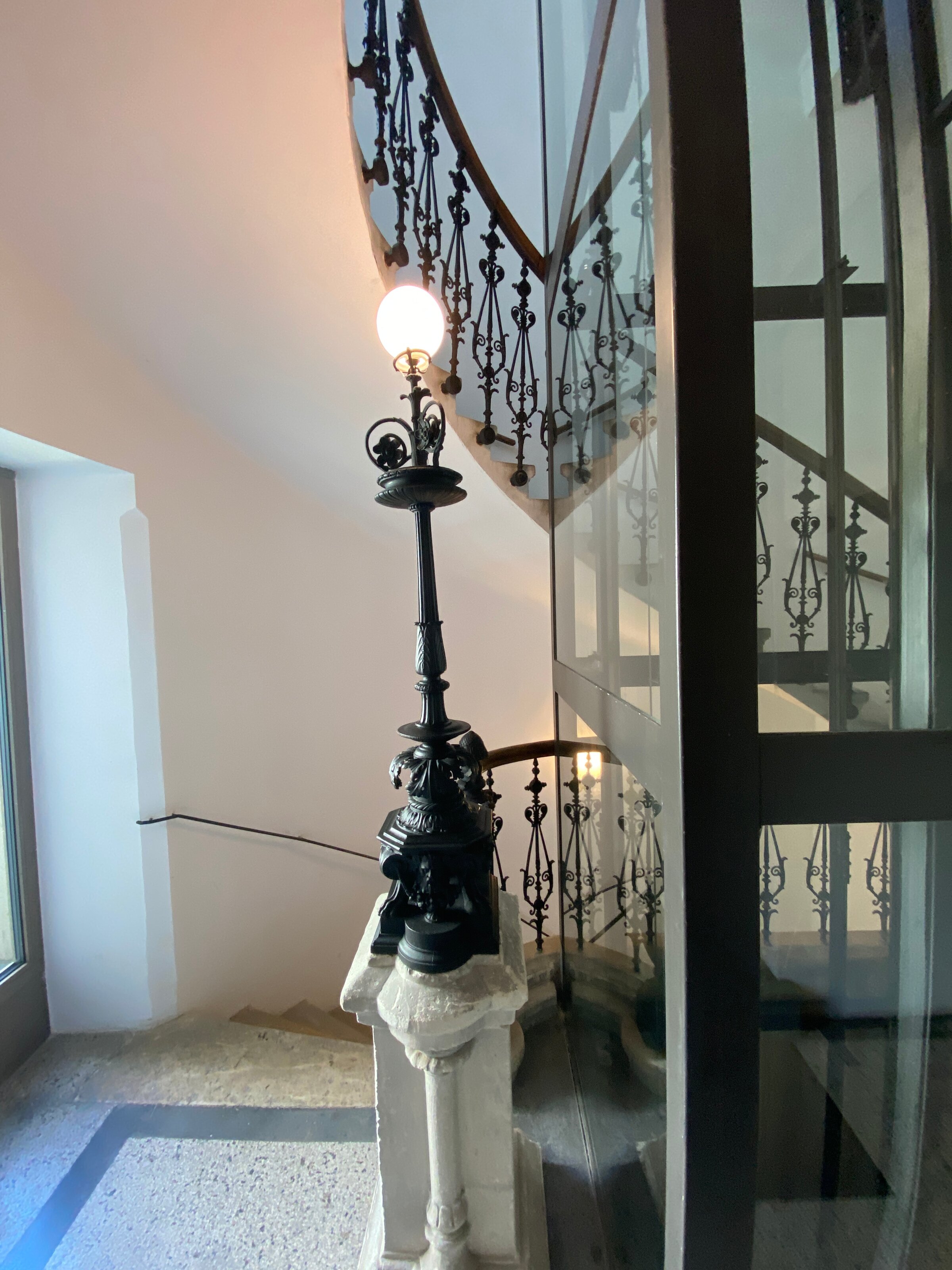 View of elevator with lamp