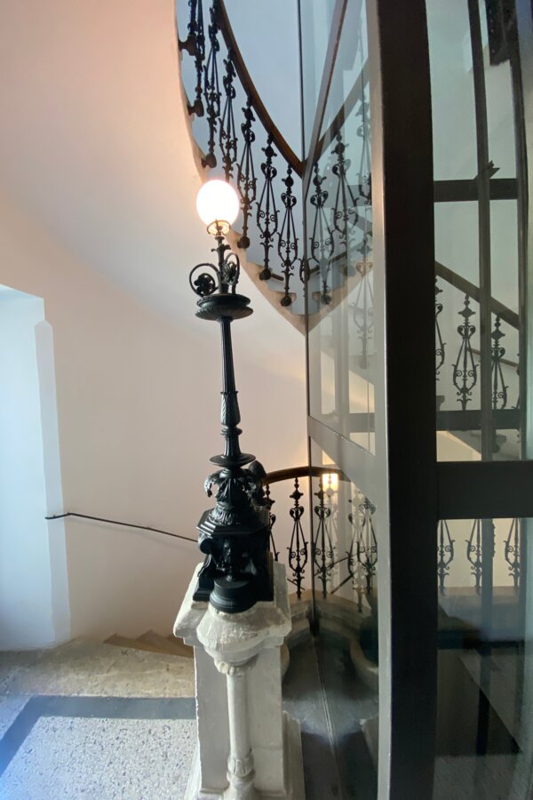 View of elevator with lamp
