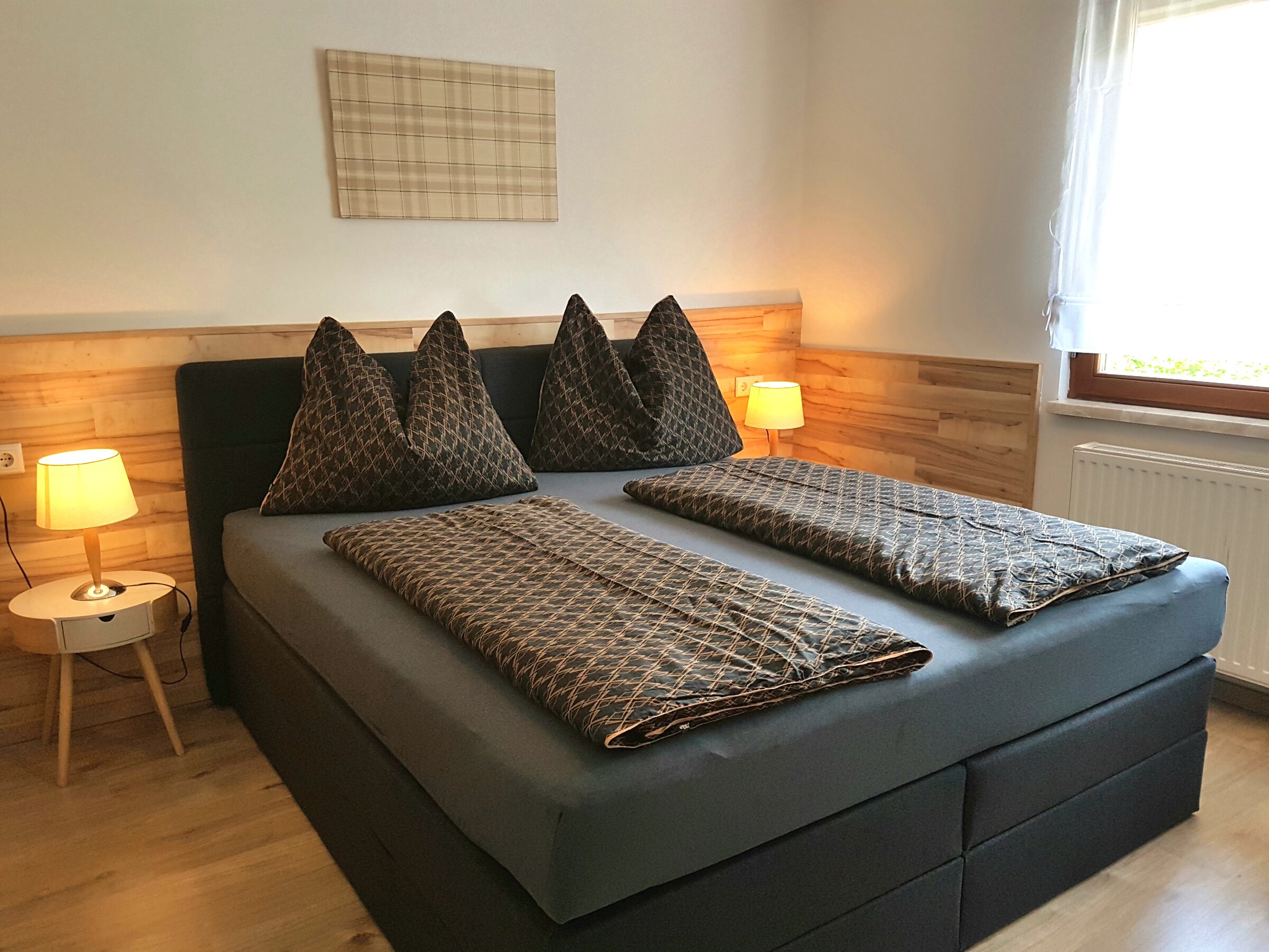 Box spring, wardrobe, TV