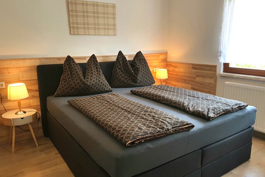 Box spring, wardrobe, TV