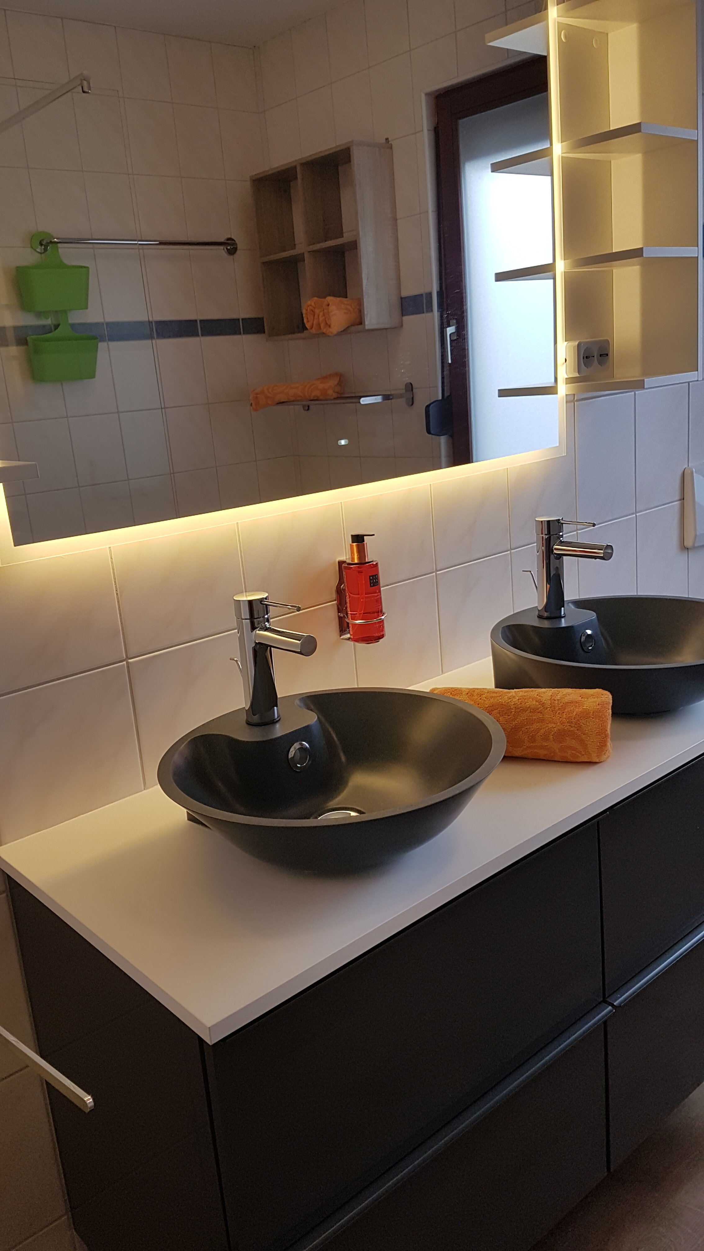 washbasin, toilet, shower