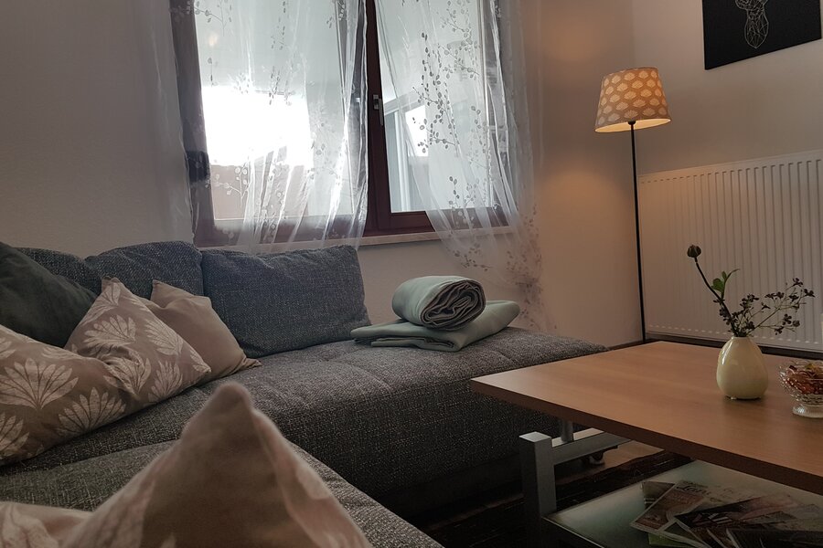 Couch, TV, fireplace, armchair