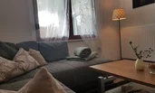 Couch, TV, Kamin, Sessel