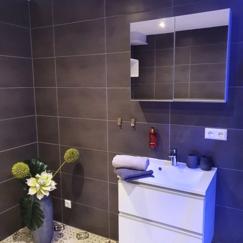 Washing area, hair dryer