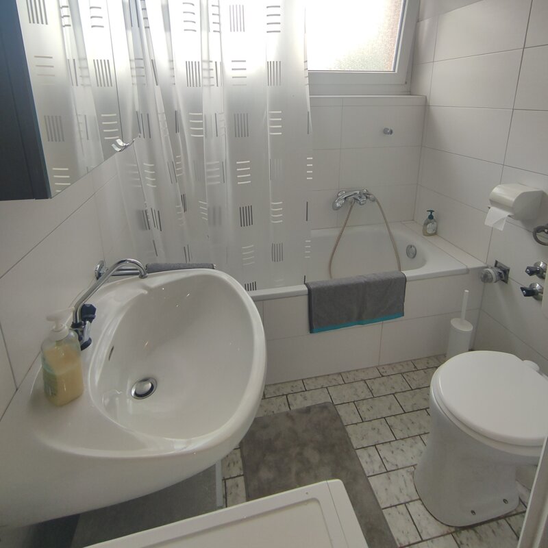 Badezimmer mit Badewanne, WC und Waschmaschine | © Elisabeth Wolf