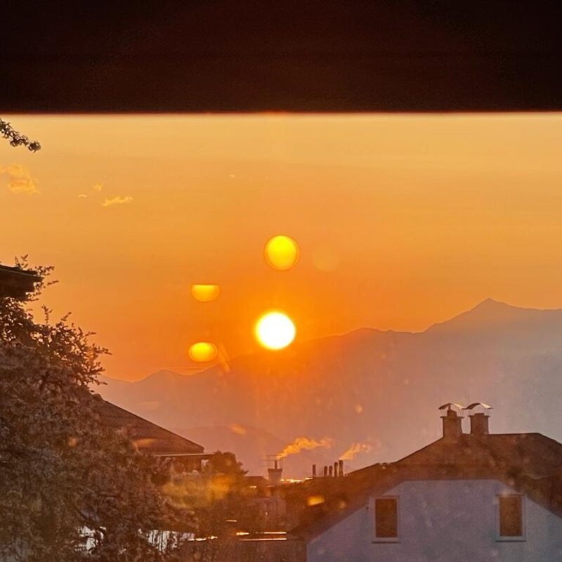 Sonnenaufgang im Osten von der Terrasse aus gesehen