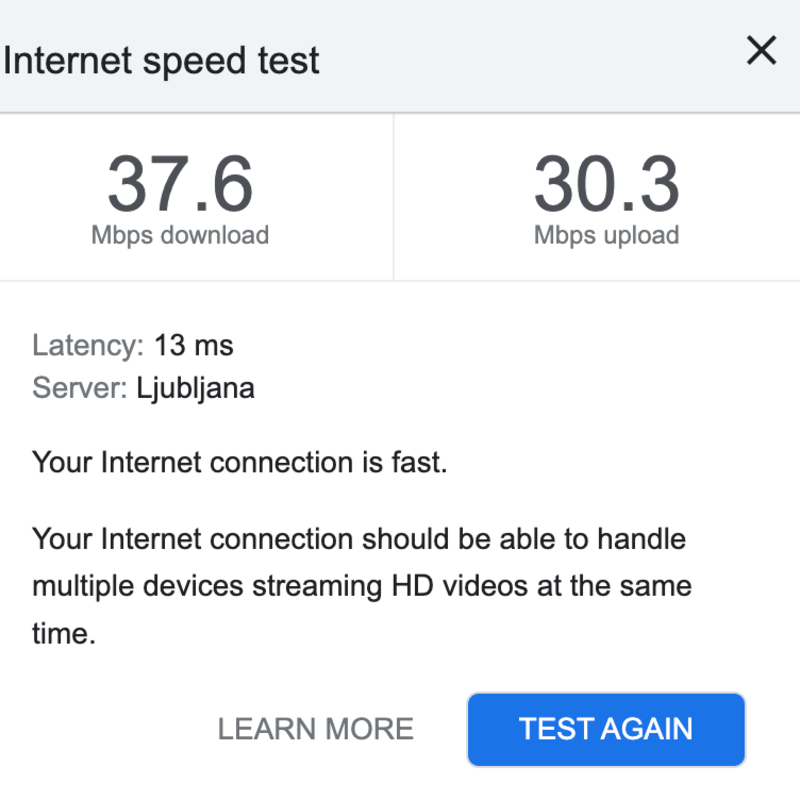 Internet speed on WIFI