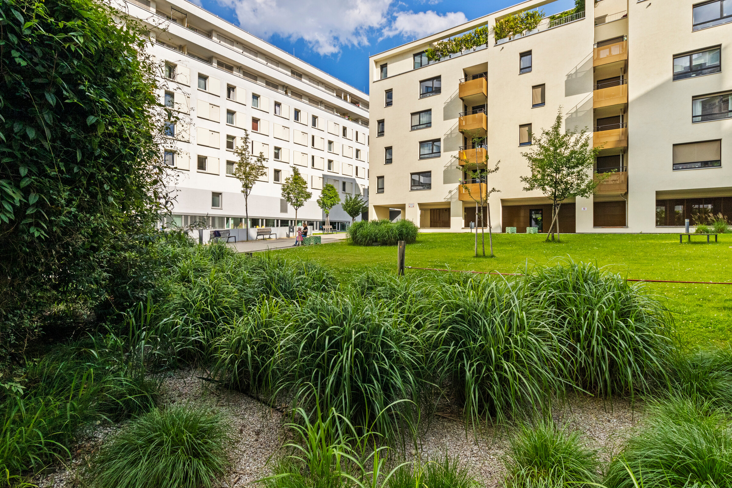 Green courtyard of a 2-room apartment – short-term rental & temporary housing in Vienna, for 1 to 6 months
