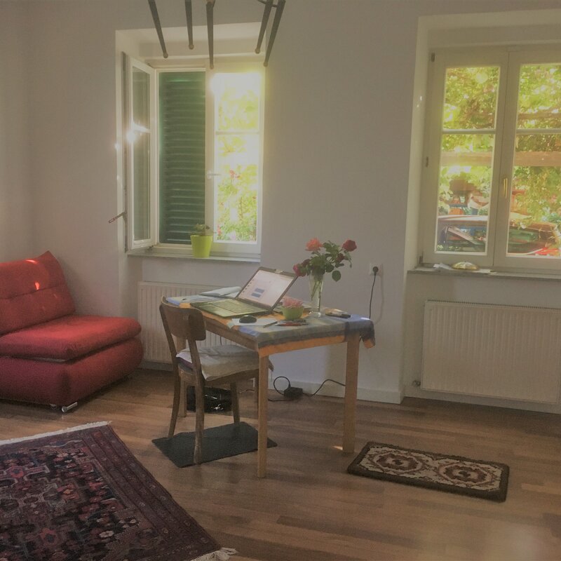Wohnzimmer mit Auszug- Sofa