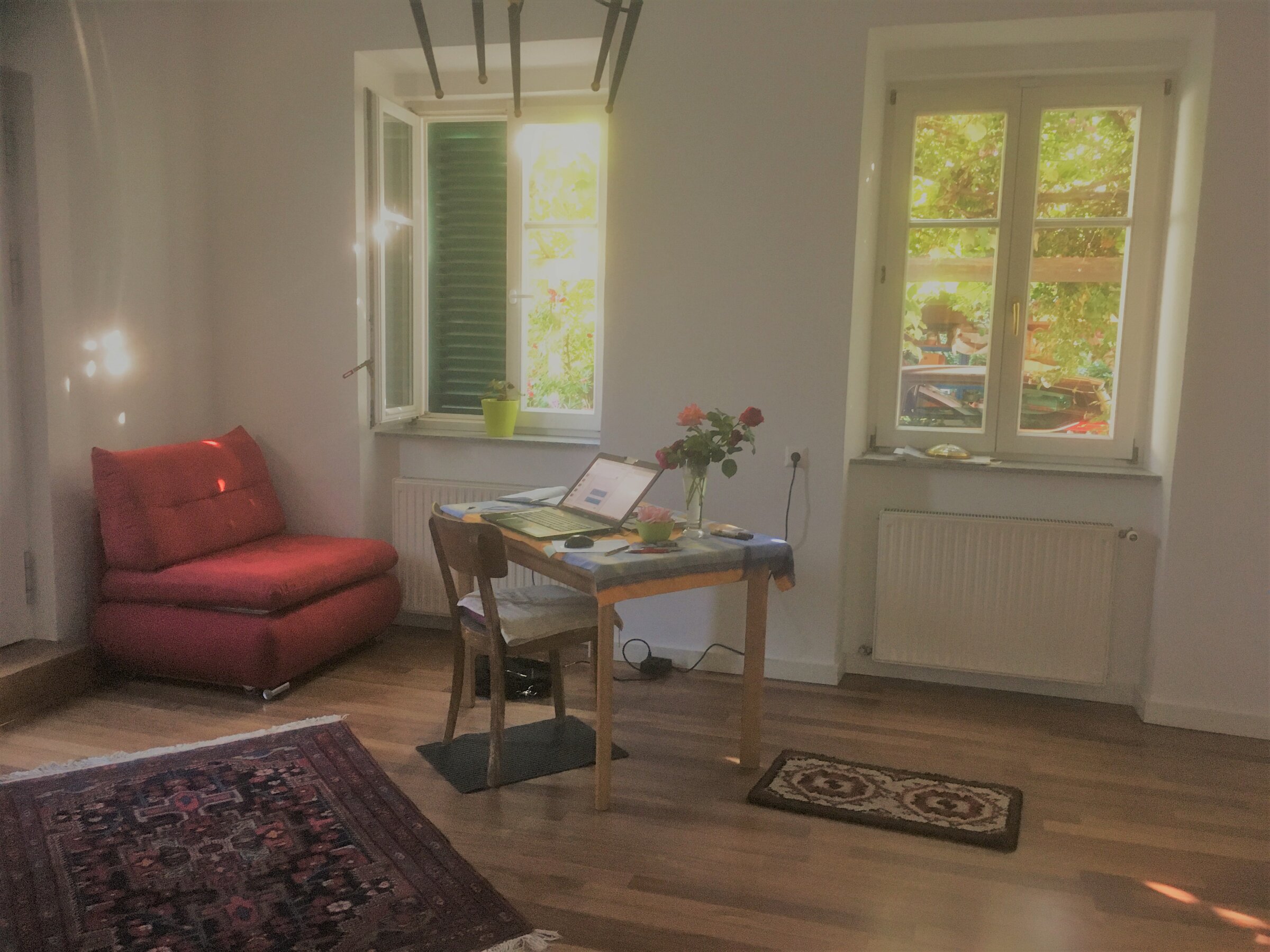 Wohnzimmer mit Auszug- Sofa