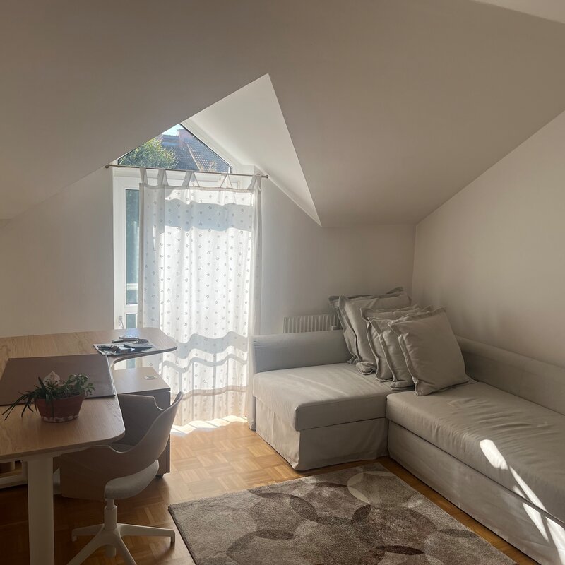 Schreibtisch und Schlafsofa