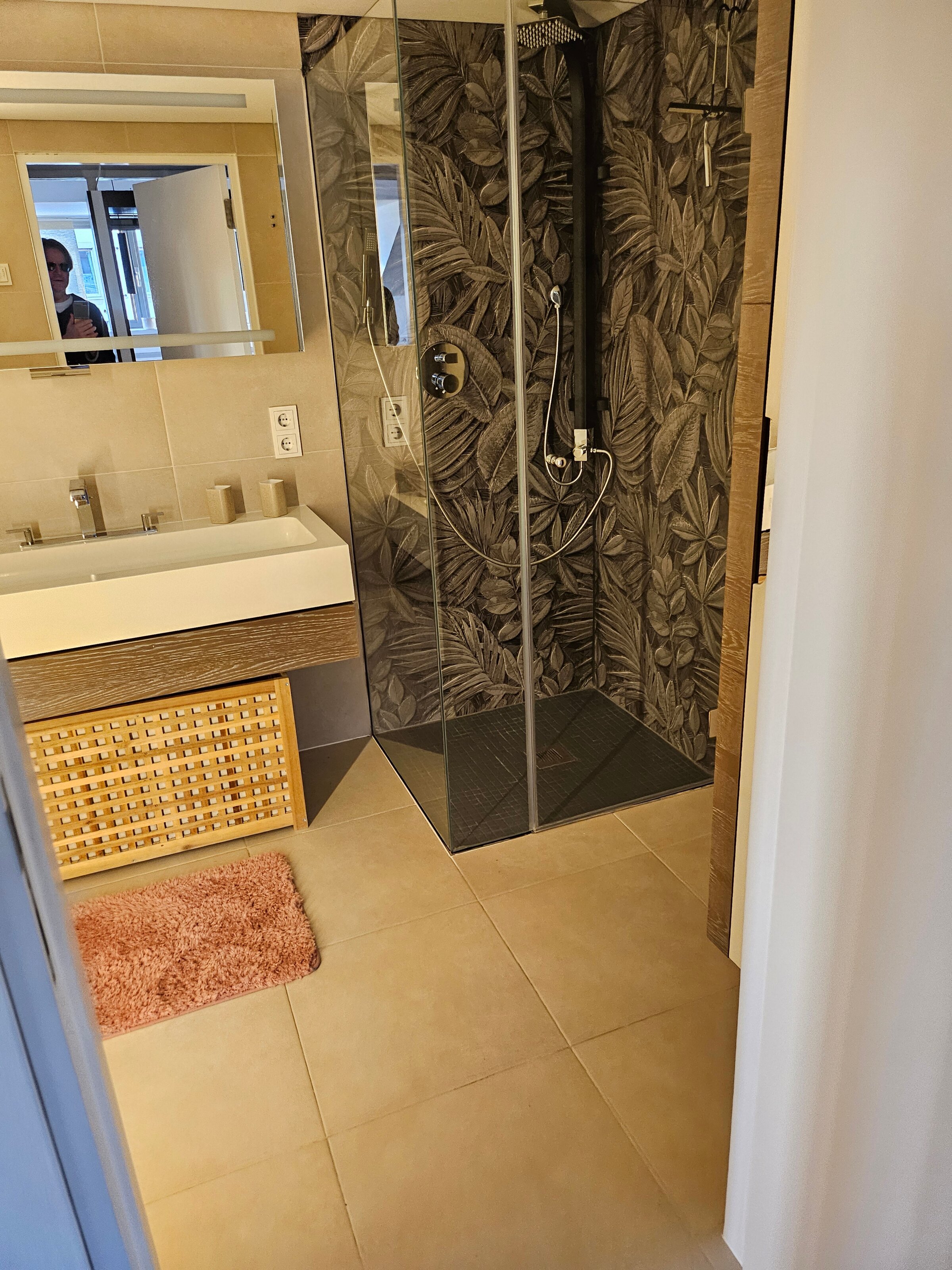 Bathroom with shower and bathtub